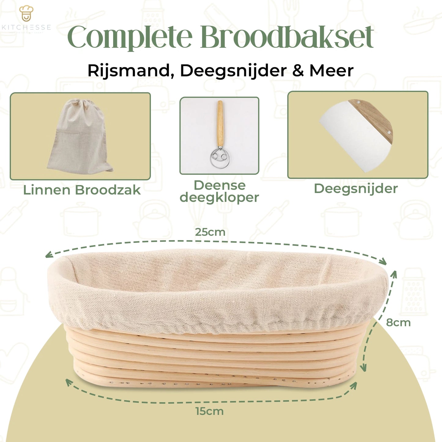 Kitchesse Rijsmand Rond Banneton voor Zuurdesem & Brood Bakken