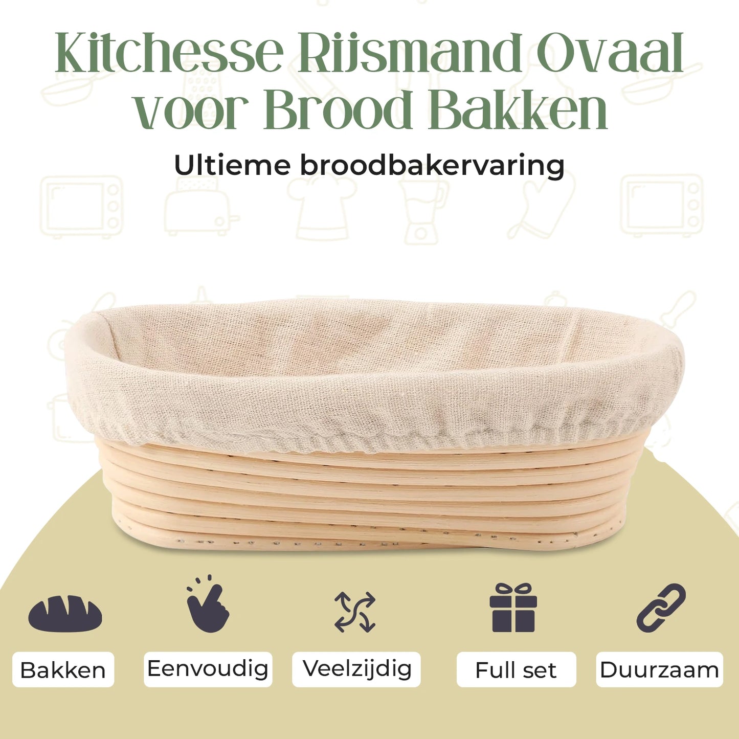 Kitchesse Rijsmand Rond Banneton voor Zuurdesem & Brood Bakken