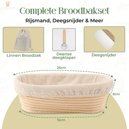 Kitchesse Rijsmand Rond Banneton voor Zuurdesem & Brood Bakken