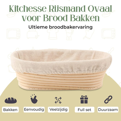 Kitchesse Rijsmand Rond Banneton voor Zuurdesem & Brood Bakken